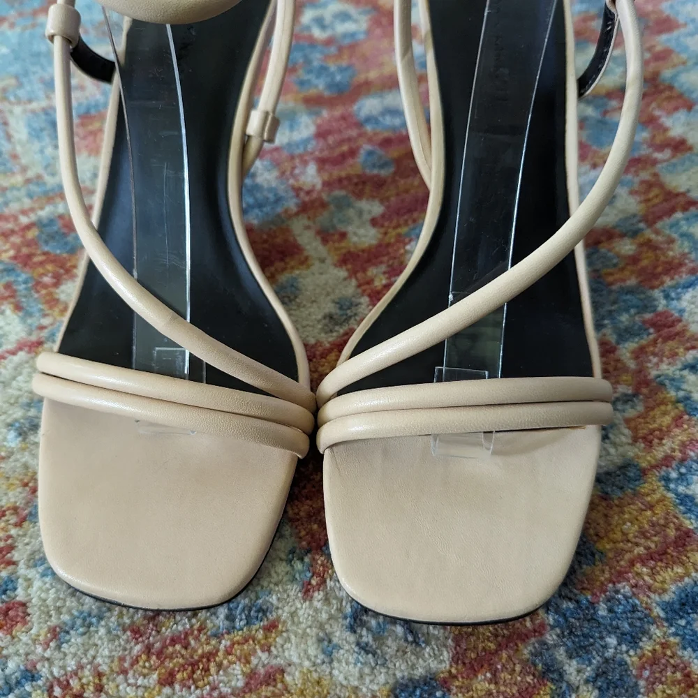 Rebecca Minkoff Women's 10 Nanine Rosewood Cream Leather Strappy Heels Sandals